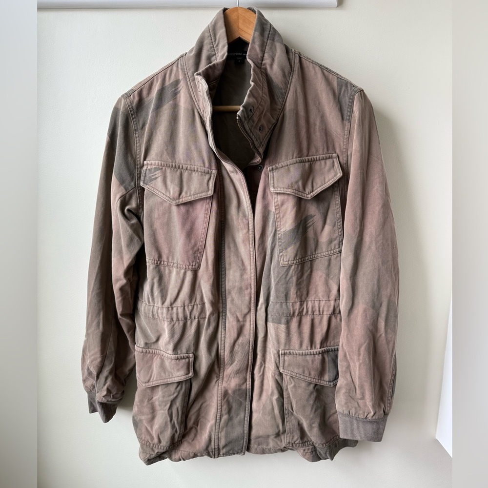 JAMES‎ PERSE LOS ANGELES Camo Utility Jacket Grunge Camouflage Military Green S